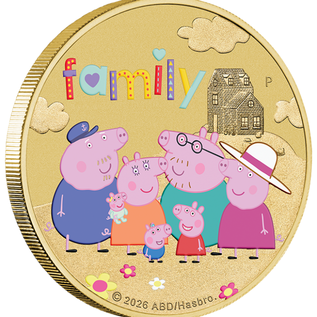 Peppa Pig Family 2026 $1 Colour Uncirculated Coin