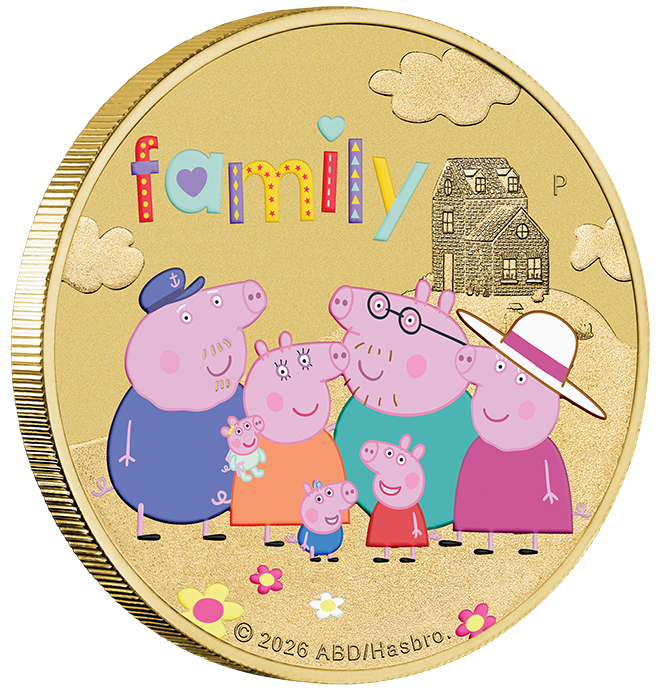 Peppa Pig Family 2026 $1 Colour Uncirculated Coin
