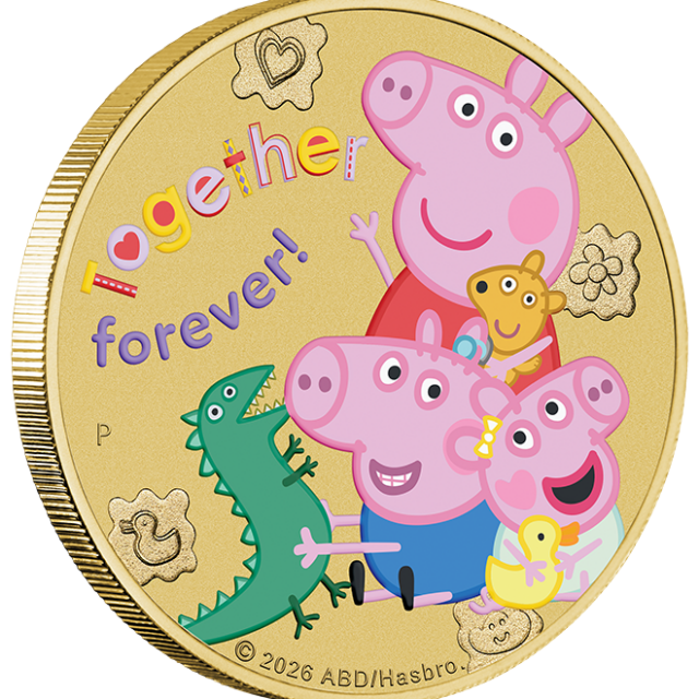 Peppa Pig Together Forever 2026 $1 Colour Uncirculated Coin