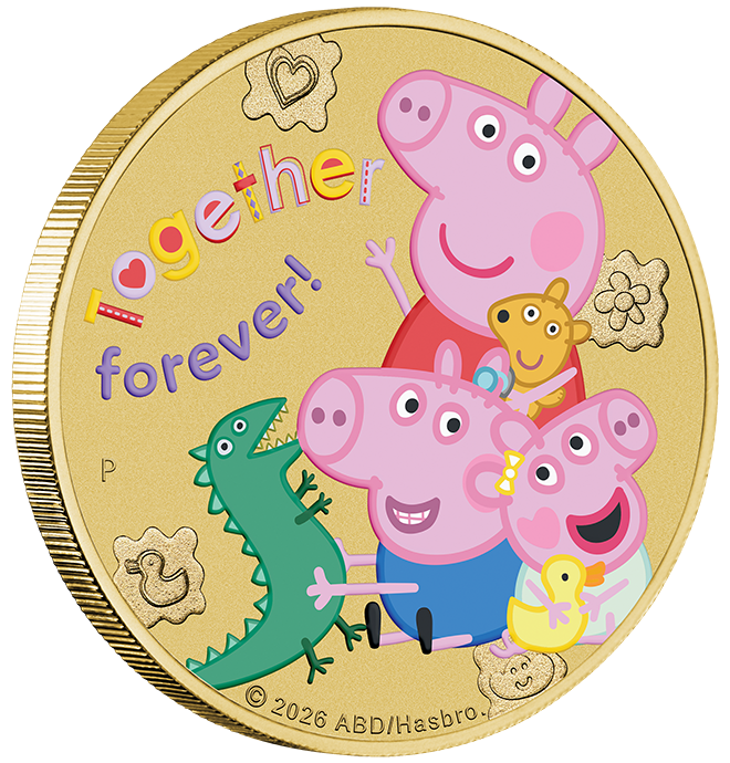 Peppa Pig Together Forever 2026 $1 Colour Uncirculated Coin