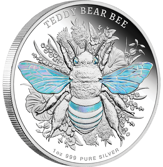 2026 Australian Native Bees – Teddy Bear Bee 1oz Silver Proof Hologram Coin