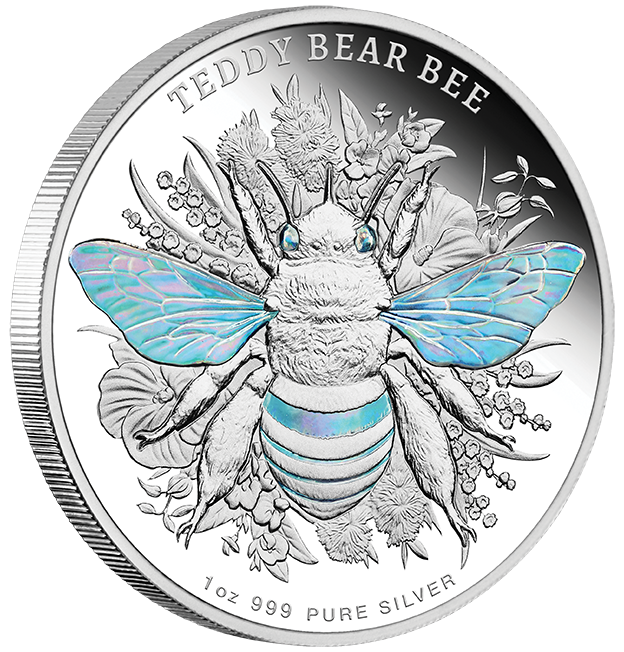 2026 Australian Native Bees – Teddy Bear Bee 1oz Silver Proof Hologram Coin