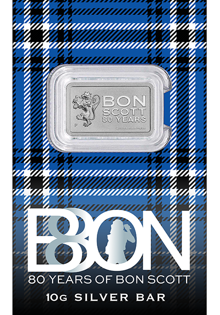 Bon Scott 80th Anniversary 10 Gram Silver Bar