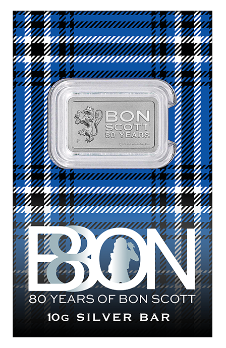 Bon Scott 80th Anniversary 10 Gram Silver Bar