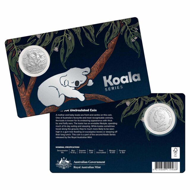 2025 50c Koala Series UNC Carded Coin