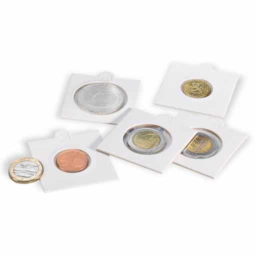 MATRIX SELF-ADHESIVE COIN HOLDERS – 35 MM (WHITE, PACK OF 25) – FITS 50c COINS