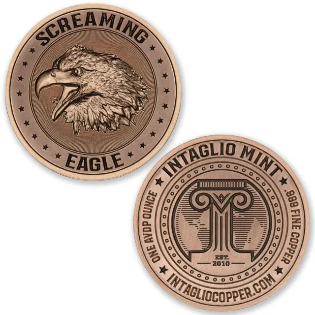 Intaglio Mint Screaming Eagle 1 oz Copper Round