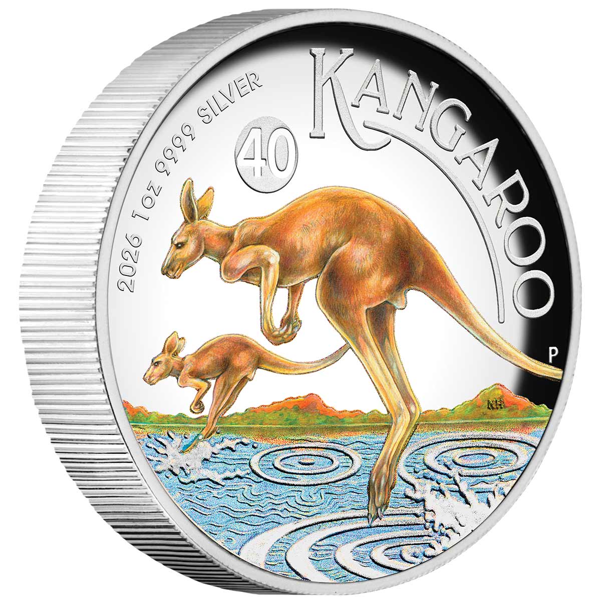 Australia Kangaroo 2026 $1 1oz Silver Proof High Relief Coloured Coin