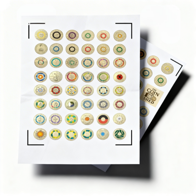 Australian $2 Commemorative Coin Roll Label Stickers – 75 Designs Including Dawn Coin