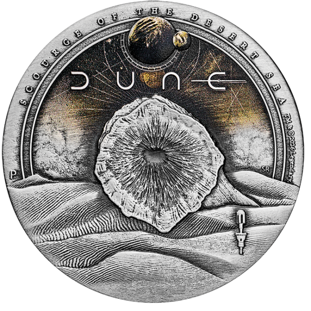 Dune: Scourge of the Desert Sea 2026 2oz Silver Antiqued Coloured Coin