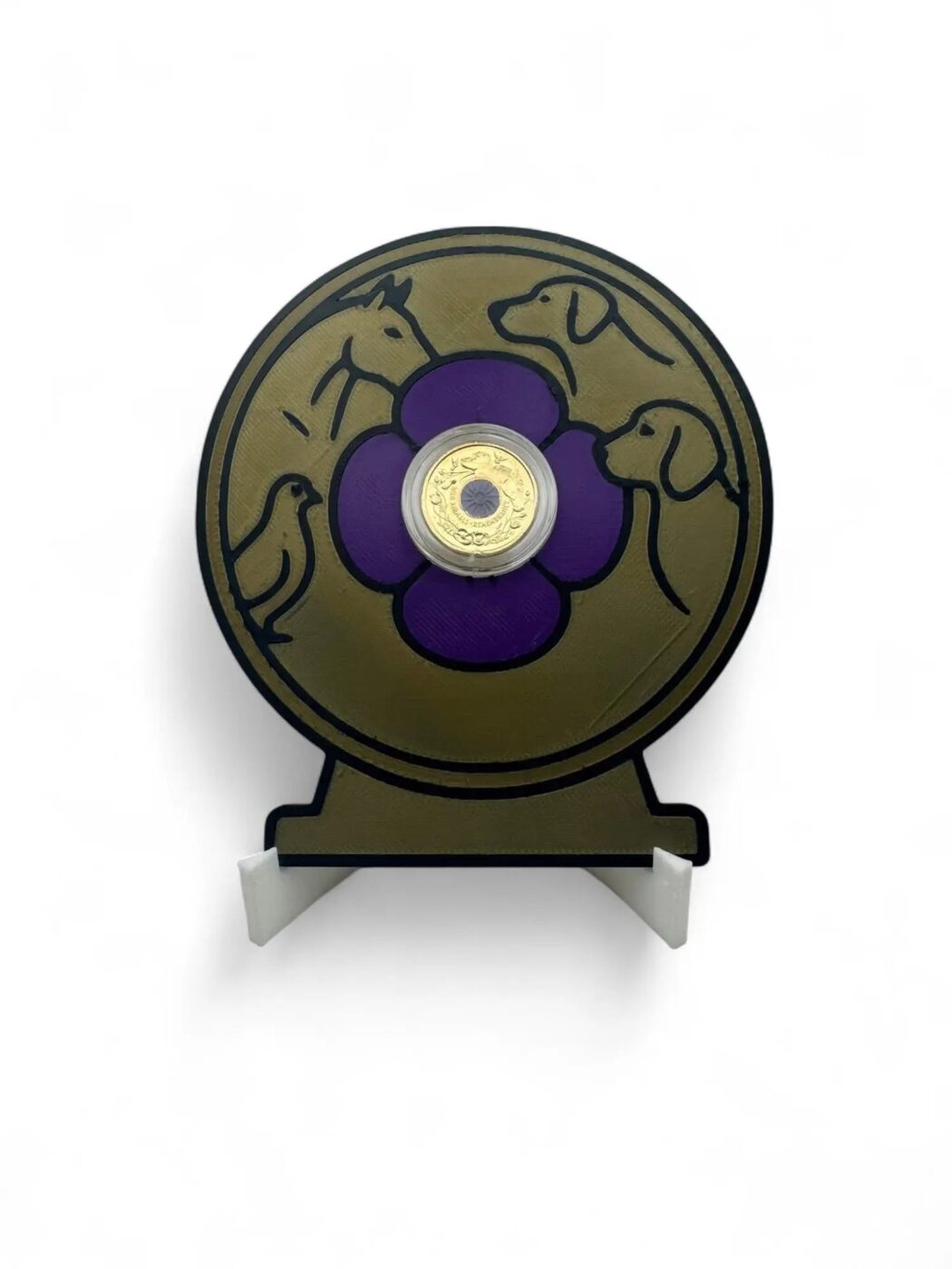 Purple Poppy $2 Card Coin Display – 3D Printed with Capsule & Stand