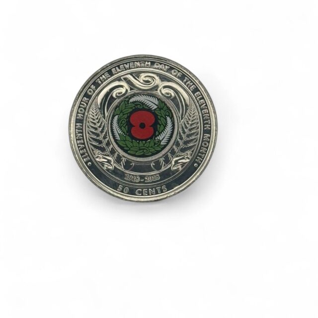 2018 New Zealand Armistice Day Red Poppy 50 Cent Coin – WWI Remembrance Uncirculated
