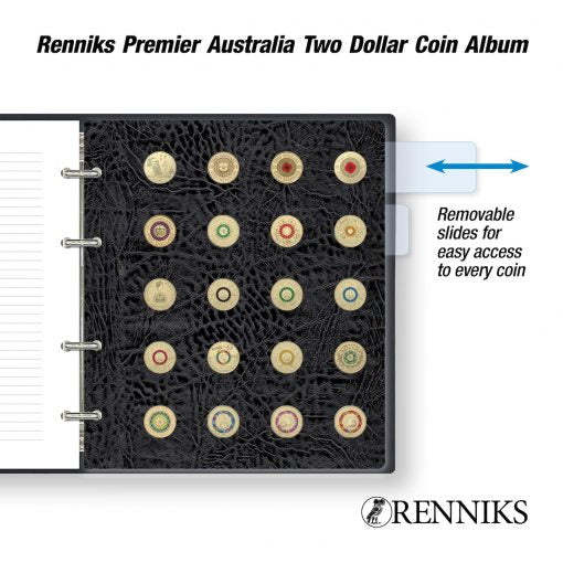 Renniks Premier Australian $2 Coin Album – Binder & Slipcase (Holds 80 Coins)