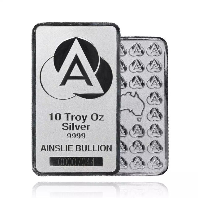 Ainslie Bullion 10oz Silver Bar — .9995 Fine Silver