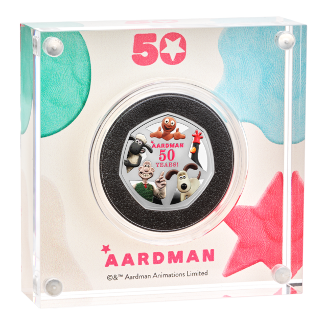 2026 50 Years of Aardman™ 50p Silver Proof Colour Coin