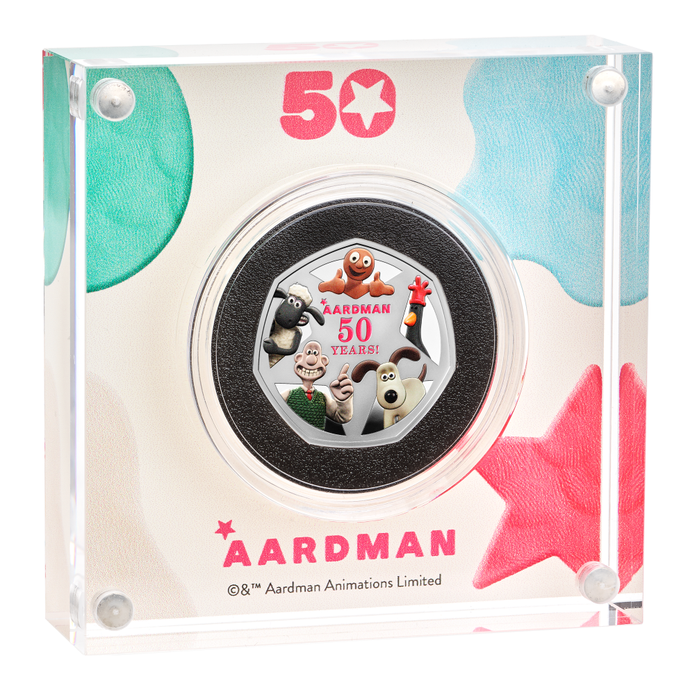 2026 50 Years of Aardman™ 50p Silver Proof Colour Coin