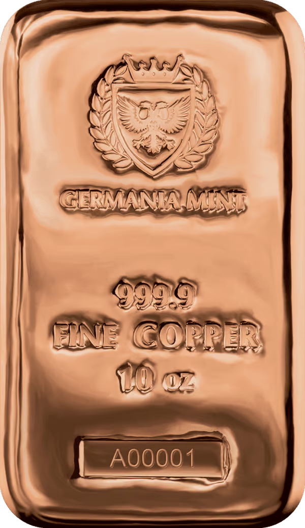 Germania Mint Copper 10oz Cast Vacuum Sealed Bar