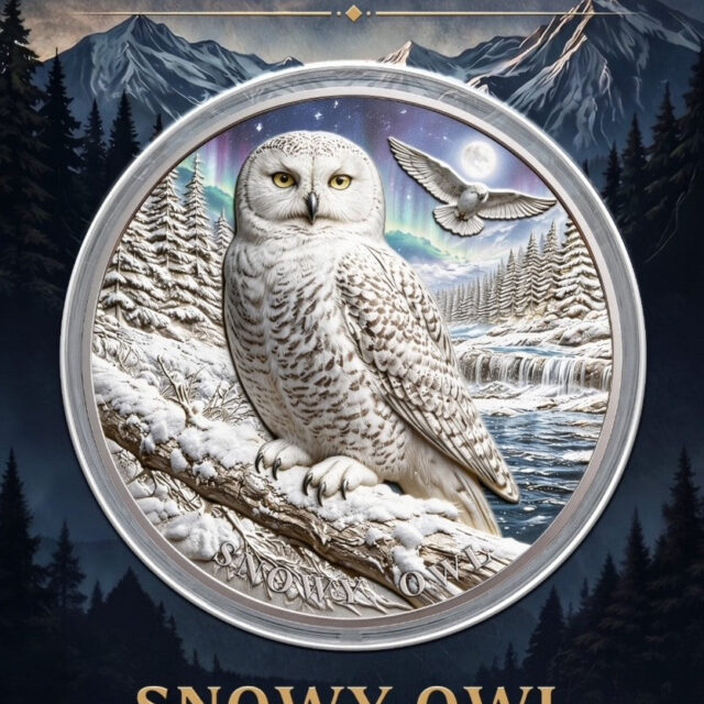 North American Wildlife – Snowy Owl Colorized 1oz Copper Medal in Card