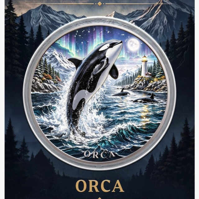 North American Wildlife - Orca UHR Colorized 1 oz Copper Medal in Card