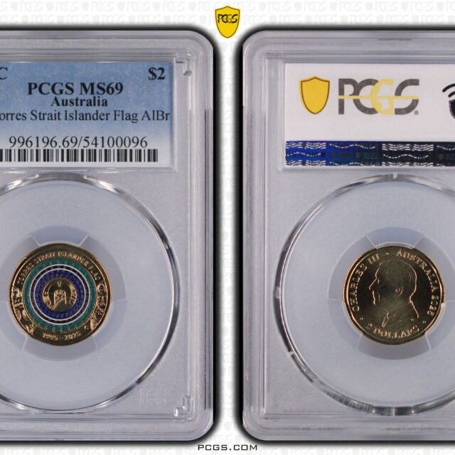 2025-C $2 Torres Strait Islander Flag Coloured Coin – PCGS MS69 (Top Pop)