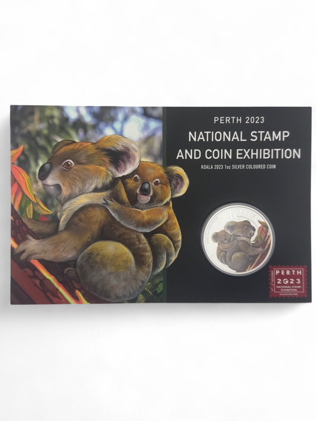 2023 $1 Koala 1oz Silver Coloured Coin – Perth Mint Exclusive (National Coin & Stamp Exhibition)