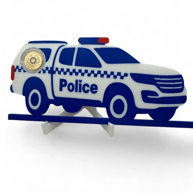 Police $2 Card Coin Display – 3D Printed with Capsule & Stand